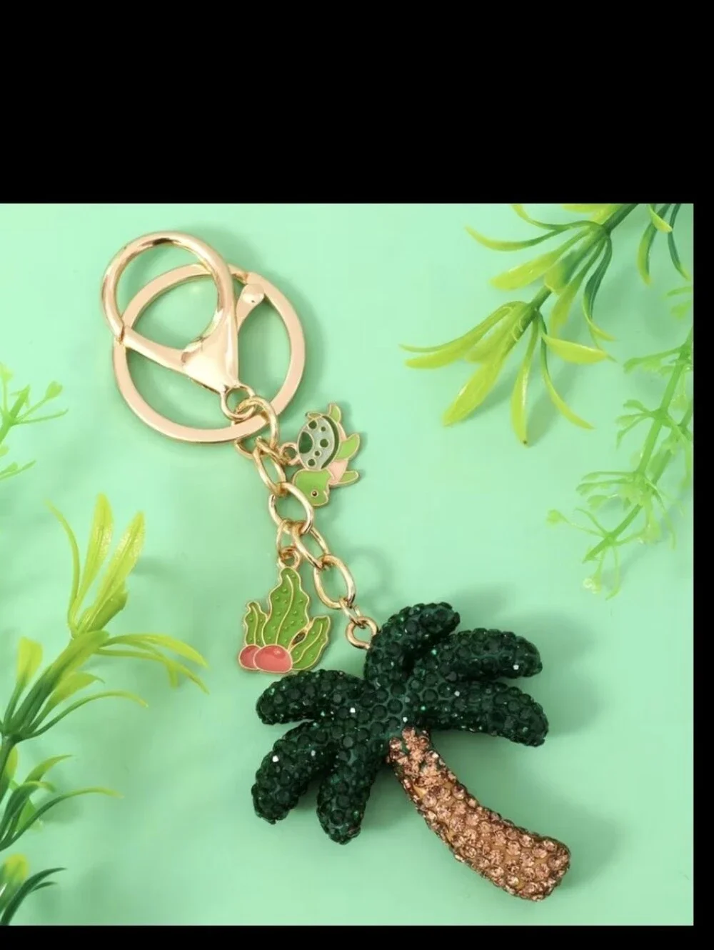 Rhinestone Palm Tree Bag Charm/ Keychain NEW